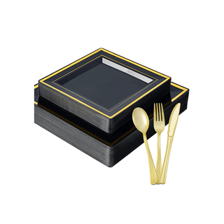 Black Gold Square Elegant Dinnerware Sets - Weddings & Parties - Jolly Chef - JOLLYCHEF