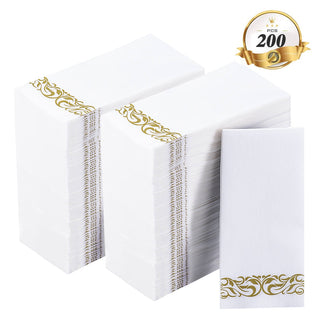 White and Gold Pattern Linen - Feel Disposable Hand Towels - Weddings & Kitchens – Jolly Chef - JOLLYCHEF
