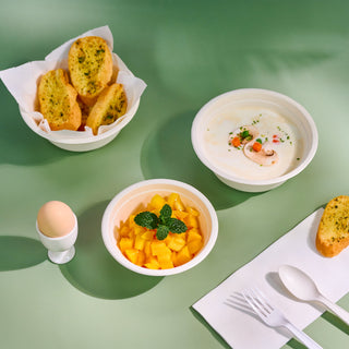 JOLLY CHEF Compostable Disposable Paper Bowls,12 Ounce,200 Count - JOLLYCHEF