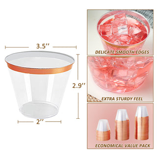 9oz Clear with Rose Gold Rim Standard Plastic Dessert Cups - Weddings & Parties - Jolly Chef - JOLLYCHEF