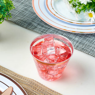 9oz Clear with Rose Gold Rim Standard Plastic Dessert Cups - Weddings & Parties - Jolly Chef - JOLLYCHEF