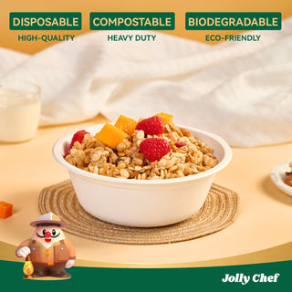 16 oz Heavy Duty White Compostable Disposable Dog Bowls - Pet Travel & Picnic - JOLLY CHEF - JOLLYCHEF