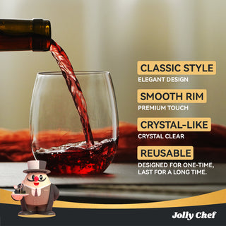 12oz /16oz Clear PET Stemless Plastic Wine Glasses - Wedding & Parties - Jolly Chef - JOLLYCHEF