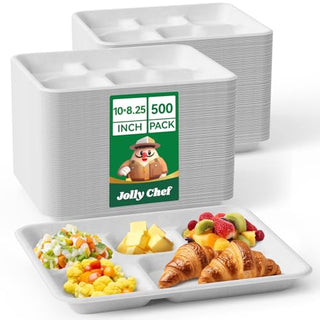 White Rectangle 5 Compartments School Lunch Tray - Picnic & Office Lunch - Jolly Chef - JOLLYCHEF