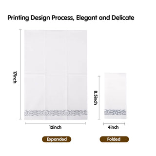 White and Silver Pattern Linen - Feel Disposable Hand Towels - Weddings & Kitchens - Jolly Chef - JOLLYCHEF