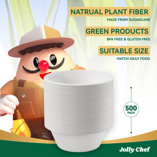 16 oz Heavy Duty White Compostable Disposable Dog Bowls - Pet Travel & Picnic - JOLLY CHEF - JOLLYCHEF
