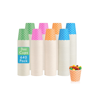 3oz Multicolor Wavy Stripes Patterns Versatile Small Paper Cups - Mouthwash & Party - LITOPAK - JOLLYCHEF