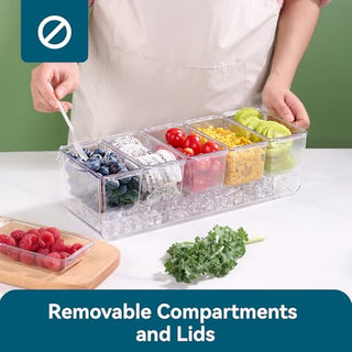 Clear Stackable Condiment Tray with 5 Removable Containers – for Family Gatherings, Camping, and BBQs – Luckore - JOLLYCHEF