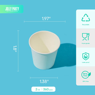 2oz White Bathroom Cups - Mouthwash & Party Use - JOLLY PARTY - JOLLYCHEF