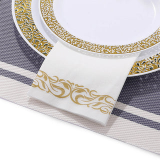 White and Gold Pattern Linen - Feel Disposable Hand Towels - Weddings & Kitchens – Jolly Chef - JOLLYCHEF