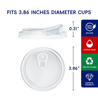 98mm Width PET Plastic Strawless Sipper Lids for 12 - 20 oz Cups - Jolly Chef - JOLLYCHEF
