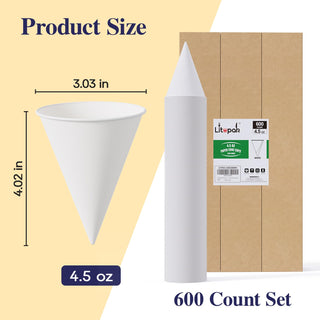 4.5 oz White Snow Cone Cups - Shaved Ice & Ice Cream - LITOPAK - JOLLYCHEF