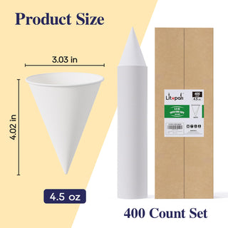 4.5 oz White Snow Cone Cups - Shaved Ice & Ice Cream - LITOPAK - JOLLYCHEF