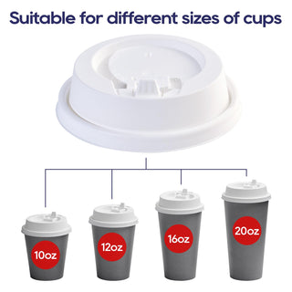 3.54'' Black & White Plastic Lids for 10oz/ 12oz/ 16oz/ 20oz Paper Cups - LITOPAK - JOLLYCHEF