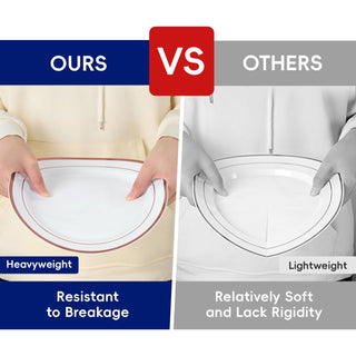 Rose Gold Rimmed Plastic Dinnerware Set - Dinner & Salad Plates, Cups, Cutlery Set, Napkin - Wedding & Birthday Parties - Jolly Chef - JOLLYCHEF