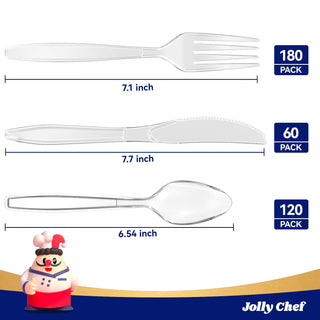 Clear Heavy Duty Disposable Plastic Flatware - Party & Wedding Use - Jolly Chef - JOLLYCHEF