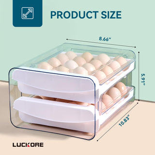 Clear 2 - Tier Stackable Egg Holder for Fridge - Refrigerator & Countertop Egg Storage - Luckore - JOLLYCHEF
