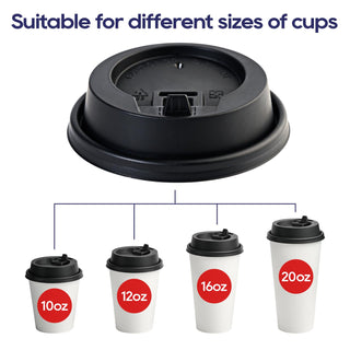 3.54'' Black & White Plastic Lids for 10oz/ 12oz/ 16oz/ 20oz Paper Cups - LITOPAK - JOLLYCHEF