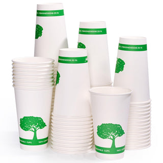8oz/ 12oz/16oz Trees Pattern Compostable Cups with PLA Lined - Hot Drinking & Picnic - Vplus - JOLLYCHEF