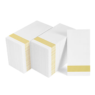 1 - Ply Gold Striped Pattern Paper Napkins - Guestrooms & Bathroom - LITOPAK - JOLLYCHEF