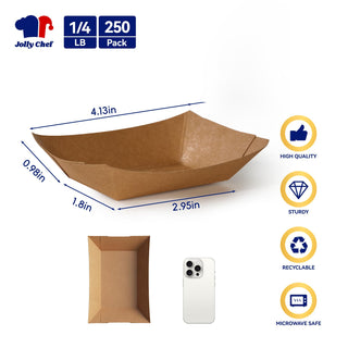 1/4lb / 2lb / 3lb Kraft Brown Paper Food Trays - Snacks & French Fries - JOLLY CHEF - JOLLYCHEF