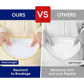 Gold Rimmed Plastic Dinnerware Set - Dinner & Salad Plates, Cups, Cutlery Set, Napkin - Wedding & Birthday Parties - Jolly Chef - JOLLYCHEF