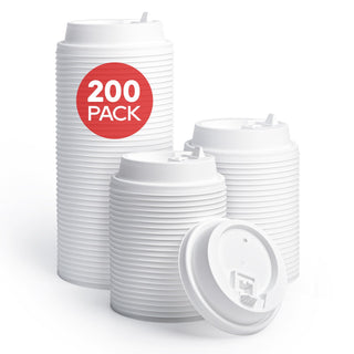 3.54'' Black & White Plastic Lids for 10oz/ 12oz/ 16oz/ 20oz Paper Cups - LITOPAK - JOLLYCHEF
