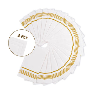 3 Ply Gold Striped Pattern Classic Paper Napkins - Party & Wedding - Jolly Chef - JOLLYCHEF