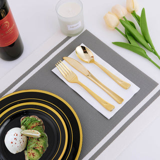 Black with Gold Rim Disposable Dinnerware Sets - Party & Wedding - Jolly Chef - JOLLYCHEF