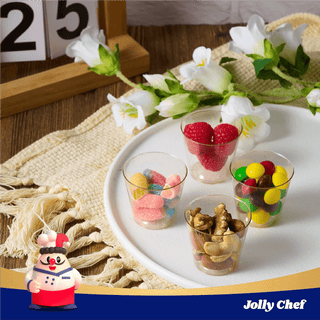 1oz/ 5oz/ 9oz Gold Glitter Wide Mouth PS Plastic Dessert Cups - Party & Wedding - Jolly Chef - JOLLYCHEF