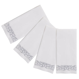 White and Silver Pattern Linen - Feel Disposable Hand Towels - Weddings & Kitchens - Jolly Chef - JOLLYCHEF