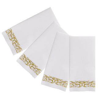 White and Gold Pattern Linen - Feel Disposable Hand Towels - Weddings & Kitchens – Jolly Chef - JOLLYCHEF