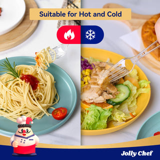 Clear Heavy Duty Disposable Plastic Flatware - Party & Wedding Use - Jolly Chef - JOLLYCHEF