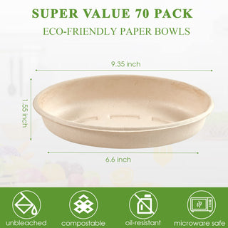 26oz Natural Round Eco - Friendly Compostable Bowls - Party & Picnic Use - Vplus - JOLLYCHEF