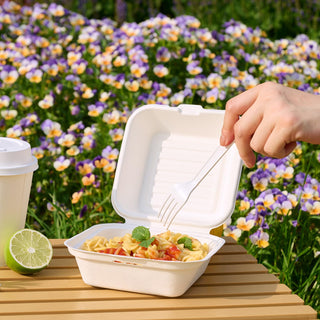 White Microwave - Safe Take Out Compostable Food Containers with Lids - Catering & Picnics - Jolly Chef - JOLLYCHEF