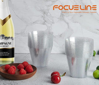 9oz Silver Glitter Wide Mouth PS Plastic Dessert Cups - Party & Wedding - FOCUSLINE - JOLLYCHEF