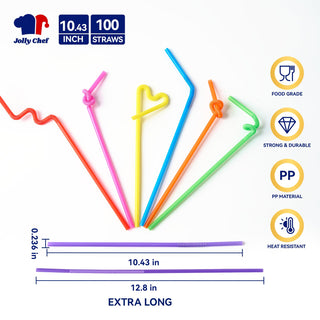 10.43 in Colorful Flexible Straws - Home Use & Juice Drinks - Jolly Chef - JOLLYCHEF