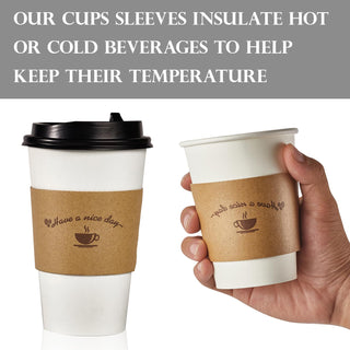 Pattern Kraft Paper Coffee Cup Sleeves for 10 oz - 20 oz Paper Cups - LITOPAK - JOLLYCHEF