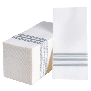 1 - Ply Blue Striped Pattern Disposable Hand Towels - Guestrooms & Restaurants – Vplus - JOLLYCHEF
