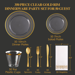 Clear Plastic Gold Rimmed Dinnerware Sets - Parties & Gathering - FOCUSLINE - JOLLYCHEF
