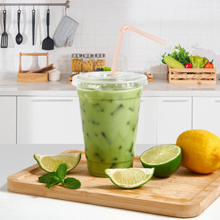12oz/ 16oz Clear Plastic Cups with Flat Lids - Juice & Smoothies - FOCUSLINE - JOLLYCHEF