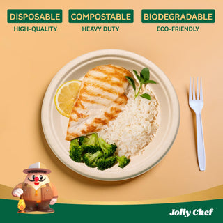 Natural Brown Round Compostable Plate Set - Party & Wedding - Jolly Chef - JOLLYCHEF