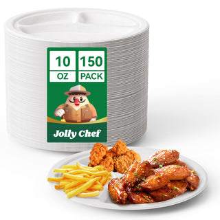 9in/ 10in White Round 3 Compartment Plates - Parties & Family Gatherings - Jolly Chef - JOLLYCHEF