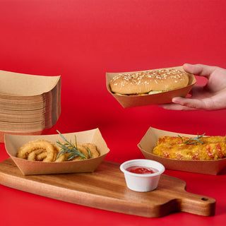 1/4lb / 2lb / 3lb Kraft Brown Paper Food Trays - Snacks & French Fries - JOLLY CHEF - JOLLYCHEF