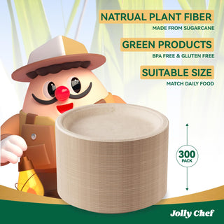 Natural Brown Compostable Plates - Family Gatherings & Picnics - Jolly Chef - JOLLYCHEF