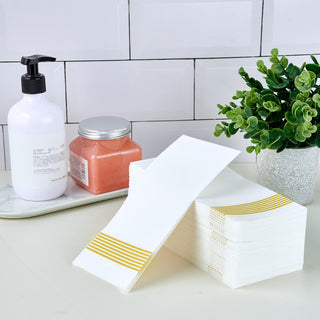 1 - Ply Gold Striped Pattern Paper Napkins - Guestrooms & Bathroom - LITOPAK - JOLLYCHEF