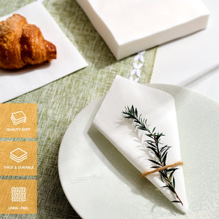1 - Ply Solid White Premium Linen - Fee Cocktail Napkins - Weddings & Parties - FOCUSLINE - JOLLYCHEF
