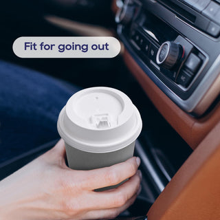 3.54'' Black & White Plastic Lids for 10oz/ 12oz/ 16oz/ 20oz Paper Cups - LITOPAK - JOLLYCHEF