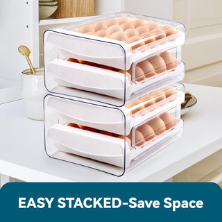 Clear 2 - Tier Stackable Egg Holder for Fridge - Refrigerator & Countertop Egg Storage - Luckore - JOLLYCHEF