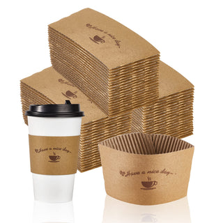 Pattern Kraft Paper Coffee Cup Sleeves for 10 oz - 20 oz Paper Cups - LITOPAK - JOLLYCHEF